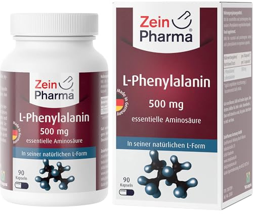 ZeinPharma L-Phenylalanin 500mg • 90 Kapseln (Monatspackung) • Glutenfrei, vegan, koscher & halal
