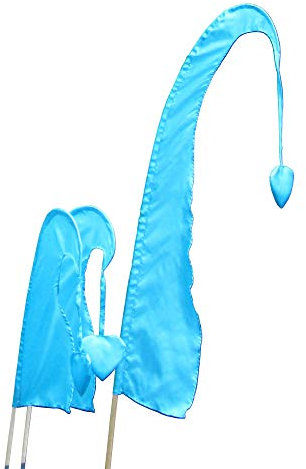 DEKOVALENZ Bandera de Bali Little SANUR con Mástil de Madera, Punta en Forma de Corazón, Longitudes, Longitud:120 cm, Color:Turquesa