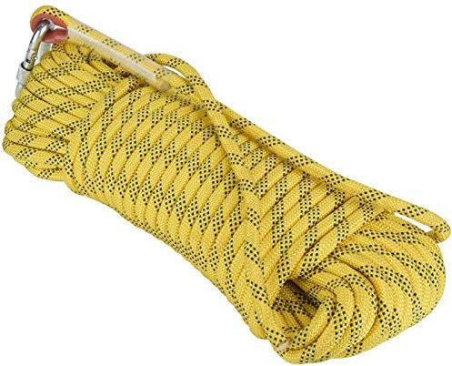Climbing Rope Outdoor Rappelling Cord 10mm Diameter Outdoor Emergency Escape Rope for Rock Climbing Heavy Duty Mountain(Yellow)