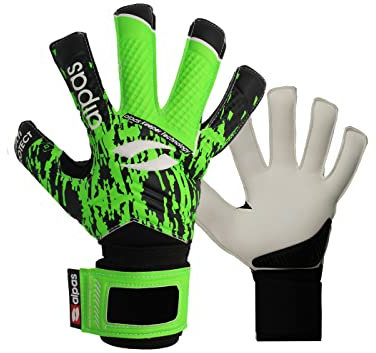 alpas Torwarthandschuhe (Fingersave) V4 Hellgrün Gr. 3 bis 12 *NEU* (optional mit Druck), Form: ohne Bedruckung, Größe: 5
