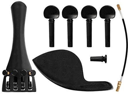 sharprepublic 1/2,1/4, 4/4 Geige/Violine Kinnhalter mit Tuning Peg Saitenhalter Wirbel Endpin Zubehör Kit, Hohe Qualität - 1/2