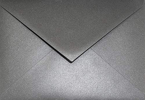 Netuno 25 Umschläge Perlmutt-Dunkel-Grau DIN C6 114x 162 mm 120g Aster Metallic Grey Umschläge grau glänzend Papier-Briefumschläge elegant schöne Kuverts Perlglanz grey envelopes C6