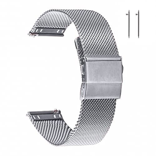 EACHE Uhrenarmband Edelstahl Mesh für Frauen Schnellverschluss verstellbare Mesh Uhrenarmbänder 14 mm Silber