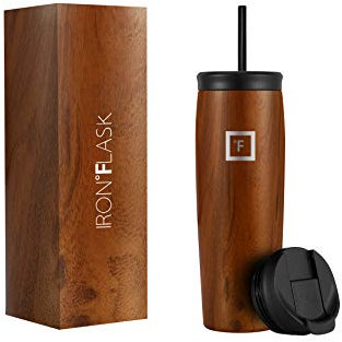 IRON °FLASK Nomad Tumbler - 710 ml, 2 Deckel (Strohhalm/Flip), vakuumisolierte Edelstahlflasche, doppelwandig, Thermo-Kaffee-Reisebecher, Wasserflasche aus Metall