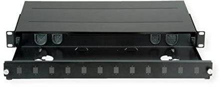 ROLINE 19''-LWL-Gehäuse leer, 1 HE, 12x SC-Simplex oder LC-Duplex, schwarz