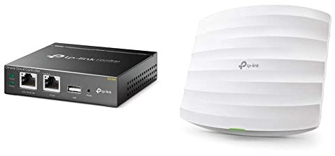 TP-Link EAP225 AC1350 WLAN Access Point (Dualband 1350 Mbit/s mit MU-MIMO)weiß & OC200 Omada Hybrid PoE Cloud Controller für EAP Serie, USB Port für automatisches Backup, Metallgehäuse, grau metallic