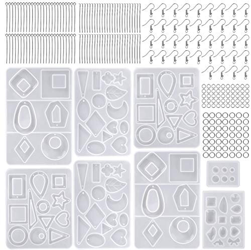 MengH-SHOP Gießform Silikonform Kit Ohrringe Resin Mold Harz Form für DIY Schmuckherstellung Anhänger Halskette Ohrringe Dekoration Schmuck