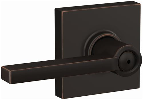 SCHLAGE Latitude Bed/Bath Privacy Door Handle with Lock, Aged Bronze