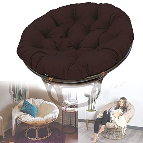 Papasansessel Kissen, Kissen für die Schaukel, Waschbar rutschfest Egg Hängesessel Pads Rund Hängesessel Polster für Indoor Outdoor Patio Yard Garten(Size:100 * 100cm,Color:Dunkelbraun)