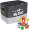 Dogs Toy Storage Baskets Dog Toy Basket Dog Food Storage，Felt Stuff Storage Baskets Foldable Storage Bins with Designed Metal Handle for Organizing Pet Toys, Dog Clothes Blankets(Dark Gray)