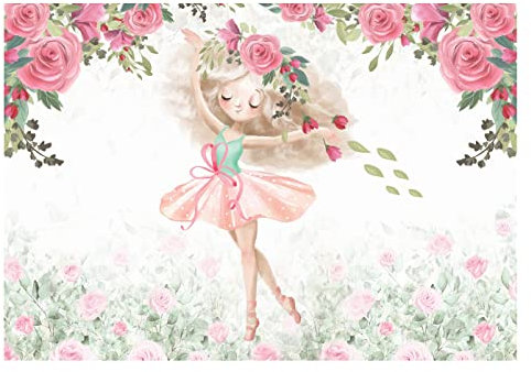 WallArena - Vlies Fototapete Kinderzimmer Tänzerin 416x254 cm - Fototapeten - Fototapeten Tapeten für Kinder Kindertapete - Vliestapete Wandtapete Tapete 3D Effekt - Rosa Blumen