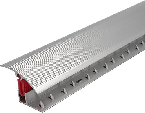 Cayrus TTG 40mm Aluminium Door Threshold Strip Adjustable Height/Pivots Easy Clip Carpet - Bright Silver, 0.92