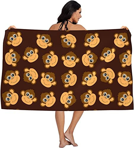 Strandtuch Groß AFFE 70x140 cm, 3D Süßer AFFE Badetuch Mikrofaser Handtücher, Strandhandtuch Schnell Trocknendes Sandfreies Badehandtuch, Saunatuch, Handtuch, Kinder, Damen, Herren, Strandtücher