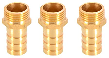 Lot de 3 raccords de tuyau cannelés en laiton 16 mm vers 1,27 cm mâle BSP fileté adaptateur de tuyau
