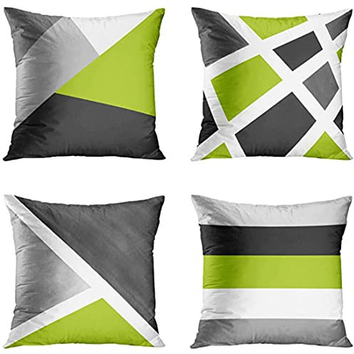 DILOXNSU Kissenbezug 45x45 4er Set Hellgrün Grau Geometrisch Weich Sofakissen Kissenhülle Deko Kissen Bezug Couchkissen Modern Dekokissen Kissenbezüge Zierkissen für Sofa Wohnzimmer Stuhl Bett