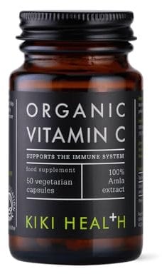 KIKI Health Organic Plant-Based Vitamin C Supplement - Vegan-Friendly Formula with Essential Nutrients for Immune Support - Vitamin C Capsules Promotes Skin Health & Collagen Production - 50 Vegicaps
