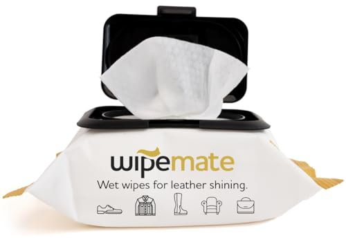 Wipemate Premium Leather Shine Wipes, Quick Wipes for Shoe Shine, Removes Dirt and Scuffs, Shining and Conditioning Wipes for Shoes, Boots, Handbags, Etc. – 20 Count [Two Pack]