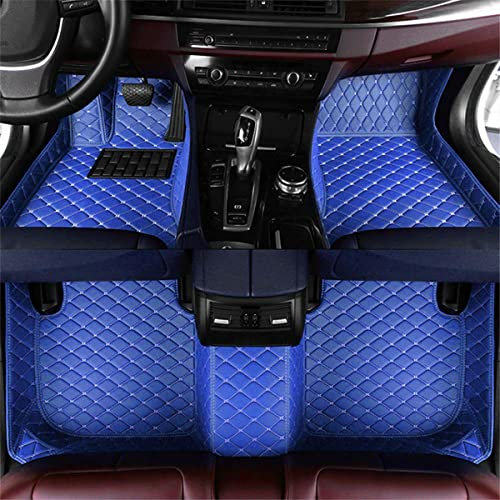 Personalisierung Anpassen Autofussmatten - 3D Luxus PU-Leder Auto Fussmatten Massanfertigung, Nach Maß Fußmatten Kompatibel mit 99% AutoMarke Modell (Blau)