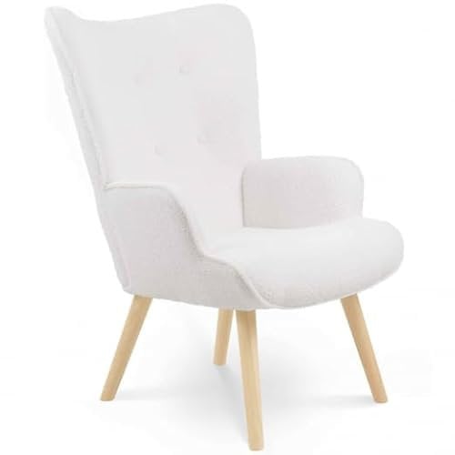 IDMarket - Fauteuil scandinave Ivar en Tissu Bouclette Blanc