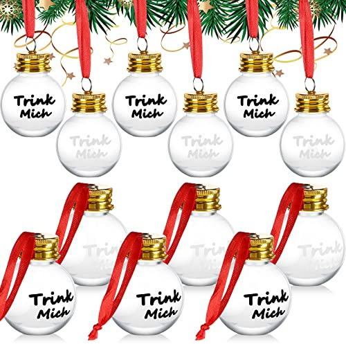 Palline di Natale Riempibili di Liquore Whisky Palline Alcoliche Bottiglia Sferica Natalizia in Plastica Sfere da Riempire con Alcol Ornamento di Lampadine Trasparente da 50 ml per Decorazioni (24)