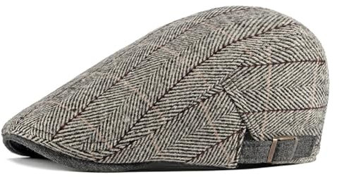 Anshili Herren Schiebermütze Damen Karierte Schimmütze Newsboy Kappe Flat Cap (Grau A)