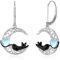 Mondstein Keltische Ohrringe Katze Mond Ohrhänger Silber 925 Keltischer Schmuck Damen Ohrring