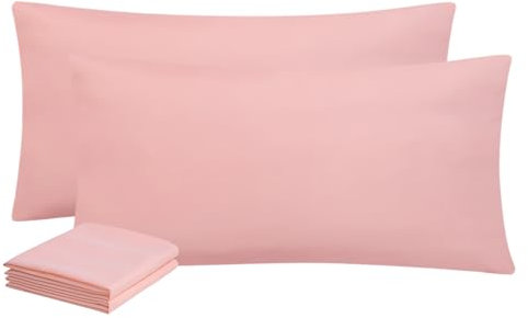 Aisbo Kissenbezug 40 x 80 2er Set - Kopfkissenbezug 40x80 Pfirsch Rosa mit Reißverschluss aus Mikrofaser, ÖKO-TEX Kissenhülle 40x80cm, Weich und Bügelfrei