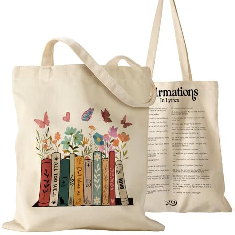 Miss Adola Tragetasche für Damen und Mädchen, ästhetische Canvas-Tragetasche, inspiriertes Geschenk, wiederverwendbar, lässige Tasche für Arbeit, Einkaufen, Reisen, Taile Book, 35x40 CM