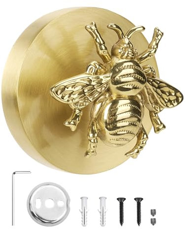 CAIRIAC Wall Mounted Metal Coat Hooks Brass Bee Coat Rack Decorative Coat Hanger for Wall Bedroom Kitchen Bathroom (Golden, Bee)
