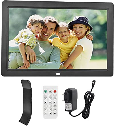 12 Zoll 1280 * 800 HD Digitaler Bilderrahmen Wecker Movie Player Album Fernbedienung (Black)