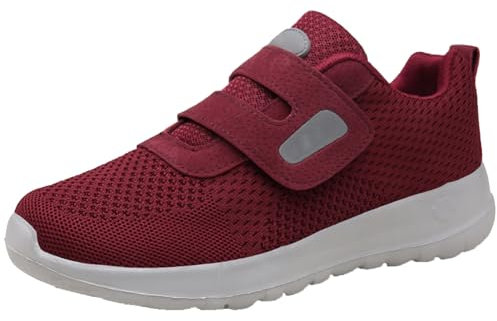 AEHO Chaussures Orthopediques Femmes pour Diabetique Chaussures RéGlable Fermeture Scratch Dames Edema Swollen des Sandales Chaussure pour Pied Gonflé,Rouge,37/235mm