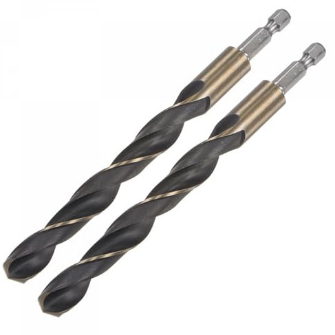 TA-VIGOR 2Pcs 5mm Hex Shank Twist Drill Bit Set, 1/4 Inch Shank HSS High Speed Steel Drill Bit Set Quick Change Twist Drill Bits for Woodworking, Plastic and Metal