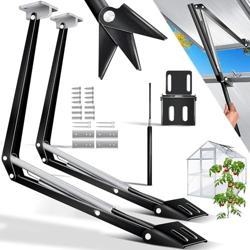 KESSER® 2X Abridores automáticos de Ventanas para invernaderos, 7,5 kg de Fuerza de elevación, 45 cm de Altura de Apertura, ángulo de Apertura infinitamente Variable, abridor de Ventanas