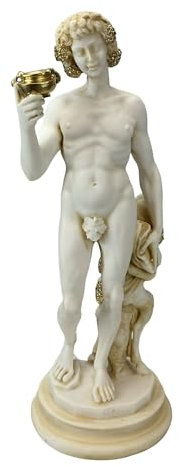 Generic Michelangelo Statue Griechischer römischer Gott Dionysos Bacchus & Faun von Michelangelo, 34 cm, Patina