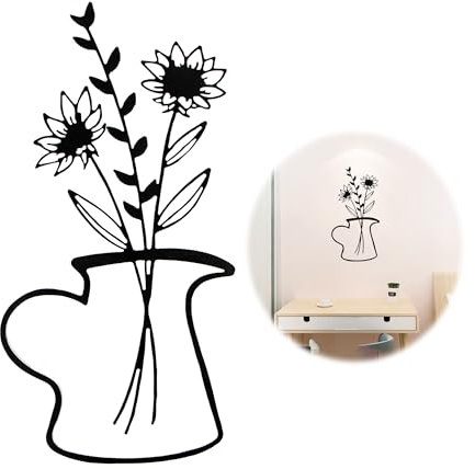 xyuayamz Metall Wanddeko Wohnzimmer, Vase Metallbild Wand Deko, Modern Wanddekoration Schwarz Wandkunst Dekoration, Minimalistische Wandschmuck, für Wohnzimmer Schlafzimmer Flur Badezimmer