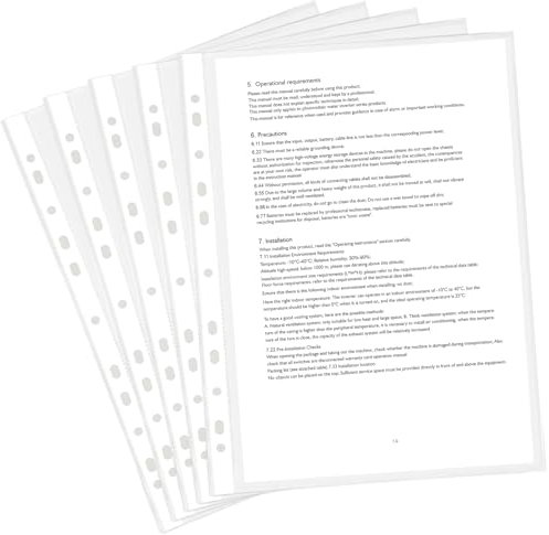 200 Stück Prospekthüllen A4 Glasklar,（starke 80 my)0.08mm Klarsichtfolien A4 Glasklar, Prospekthüllen DIN-A4 mit Lochung, Klarsichthüllen A4 Extra Stark, PP-Kunststoff Prospekthüllen A4 für Dokumente