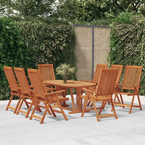 AUUIJKJF Klappbare Gartenstühle aus Massivholz, Eukalyptus, 8 Stück