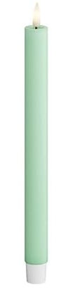 ReWu LED Stabkerze 2er Deluxe Homeart, Indoor LED-Stabkerze mit realistischer Flamme auf einem Echtwachsspiegel, warmweißes Licht - Mint Minze Stabkerze 24 cm