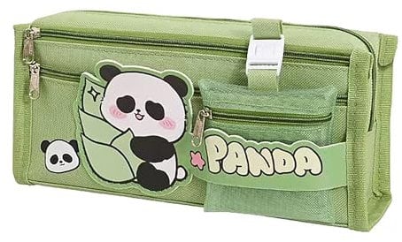 Oruiiju Federmäppchen,Panda Federmäppchen-Pencil case mit grossem Fassungsvermögen-Große Kapazität Pencil Case für Schule & Büro(Grün)