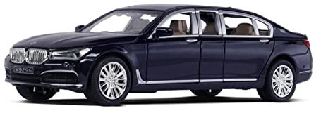 EMRGAZQD Motorfahrzeuge Replika Auto Druckguss 1:24 Für BMW 7 Serie 760LI Simulation Legierung Luxus Auto Modell Sound Licht Ziehen Auto Originalgetreue Nachbildung(Blue)
