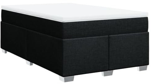 vidaXL Boxspringbett mit Matratze, Bett mit Bettfüße Matratzenauflage, Doppelbett für Schlafzimmer, Polsterbett Bettgestell Lattenrost, Schwarz 120x200cm Stoff