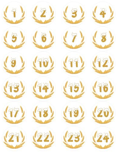 Adventskalender Aufkleber Zahlen, Adventskalender Sticker 1-24, Aufkleber Adventskalender Zahlen, Adventskalender Zahlen Aufkleber für Adventskalender Basteln und Befüllen
