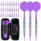CyeeLife Dartpfeile mit Kunststoffspitze 90% Tungsten 3 Stück 90% Wolfram Soft Darts,Professionelles Darts Set mit Flights, Schäfte und Spitzen (Lila)