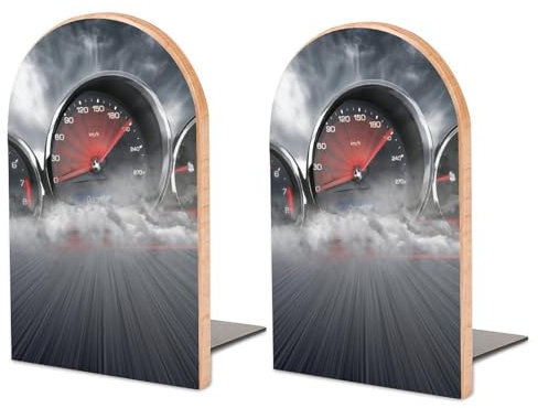 Serre-Livres pour Étagères Cadran De Voiture Serre-Livres Décoratifs en Bois Antidérapant Bookends