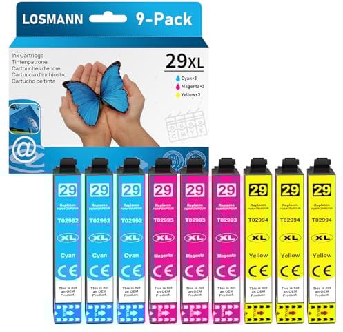 LOSMANN 29XL Druckerpatronen Kompatibel für Epson 29 XL Multipack für Home XP-235 XP-245 XP-255 XP-332 XP-335 XP-342 XP-352 XP-345 XP-432 XP-435 XP-442 XP-445 (Cyan, Magenta, Gelb, 9-Pack)