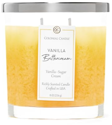 Colonial Candle Vanilla Buttercream Scented Candle Jar, Highly Fragranced Candles for Home Scented, Mottled Wax Candle, 2 Wick, 8 oz - Made in The USA