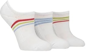 SockShop Ladies Half Cushioned Soft Breathable Bamboo No Show Trainer Socks Multipack of 3 Pairs with Arch Support Everyday Wear (UK, Numeric, 4, 8, Regular, Regular, Ocean View Stripe)