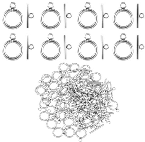 304 Edelstahl Kippverschlüsse 50 Sets Knebelverschlüsse Zur Schmuckherstellung Armband Ketten Verschlüsse Metall Schmuck Verschlüsse Für DIY Halskette Armband Schmuckherstellung