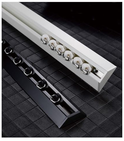 Gardinenstange für Eckfenster, 120 cm, V-Form, Raumteiler, Deckenvorhangstange, biegbar, 90 ° Biegefähigkeit, 1,2 m Länge, Schwarz