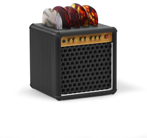 LALASTYLE 3D Printing Guitar Pick Holder with 5 Guitar Pick,Speaker Shape Guitar Pick Case,Personalised Guitar Pick Storage Container for Guitar Player Lovers